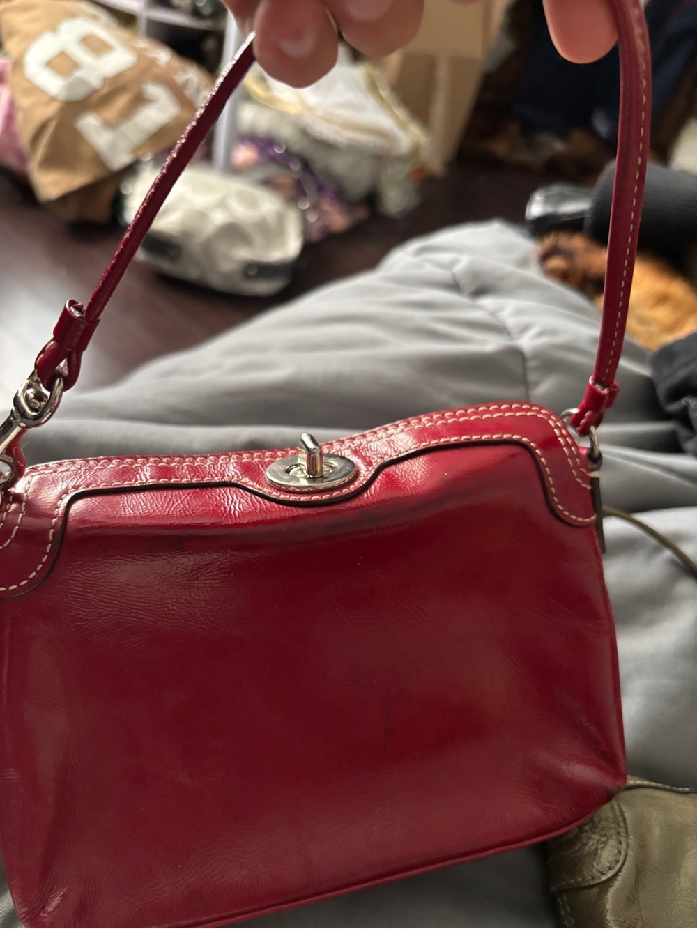 Rare Red Patent Leather Coach Legacy Mini Bag/Wrislet